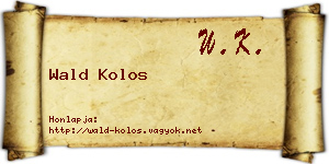 Wald Kolos névjegykártya